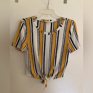 Love Tree Tie Shirt, Yellow & Black Striped, Size M